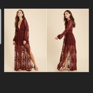 Medium Burgundy bobo lace dress, romper, dress for photo shoot